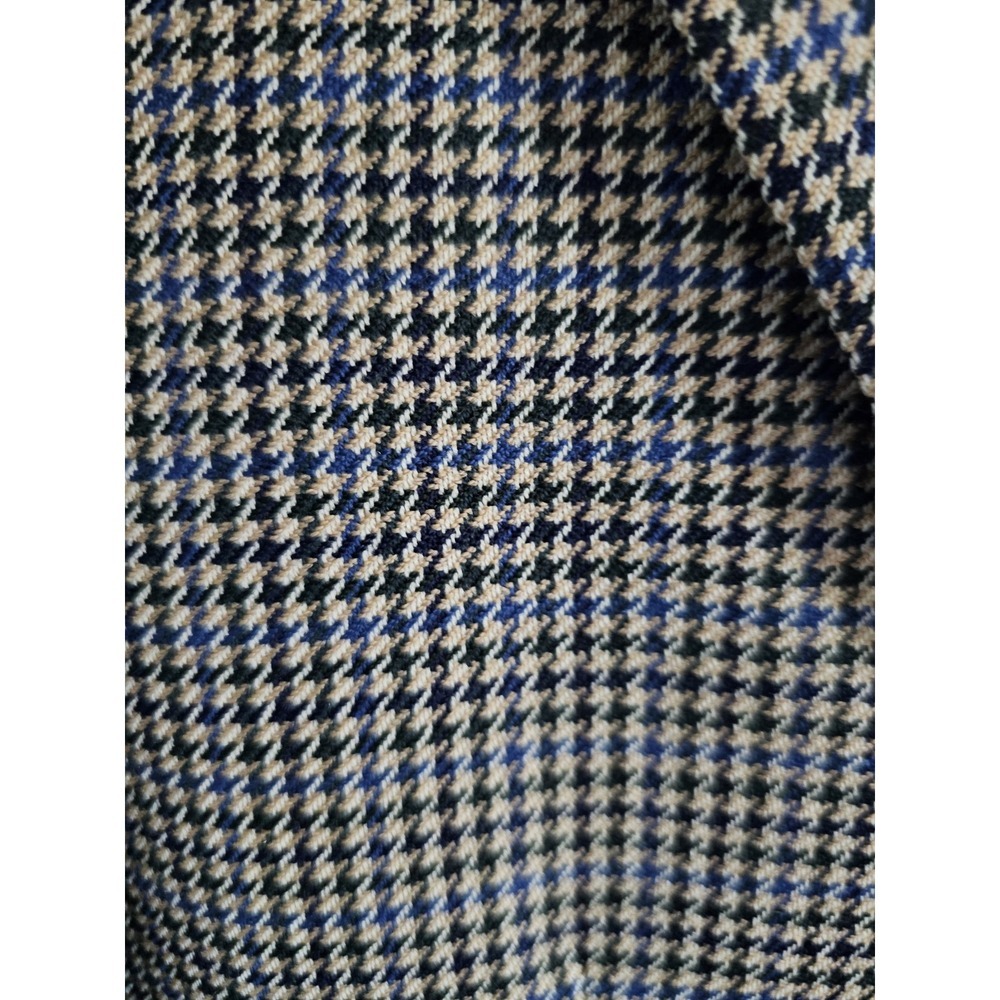 Brooks Brothers Blazer Jacket Wool Houndstooth Tan Blue - Picture 3 of 4
